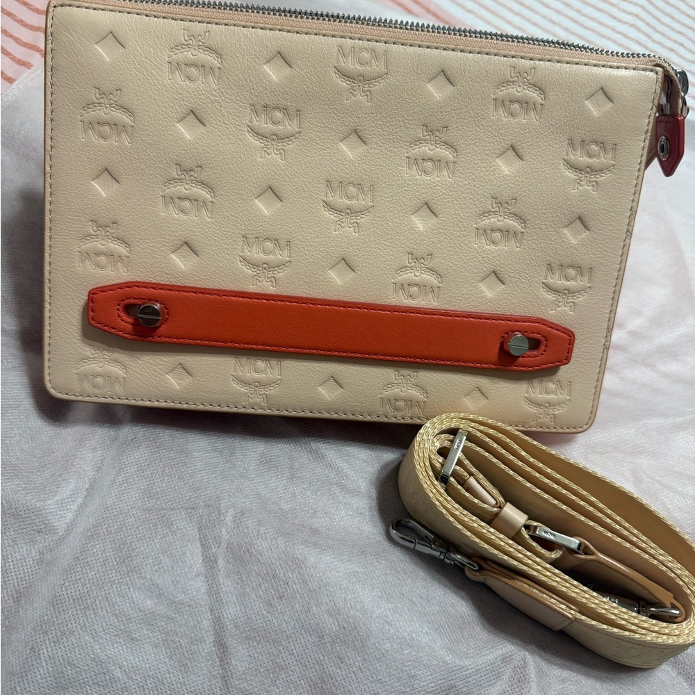 MCM Beige and Orange Klara Crossbody : Clutch